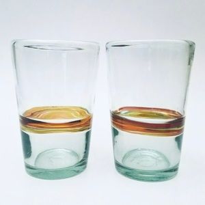 6 Crate & Barrel Granada Hand Blown Glasses